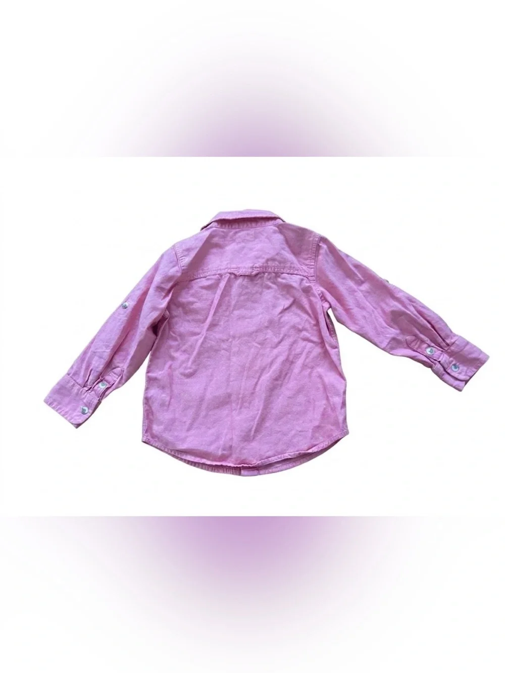 Old Navy Toddler Pink Linen Blend Look Button Down Shirt 4T Roll Tab Sleeve⁠
